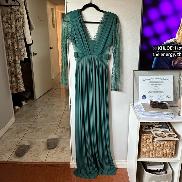 gold lace dresses with sleeves Long Sleeves V Neck Golden Lace Long Prom Dress, Gold Lace Formal Grad –  abcprom